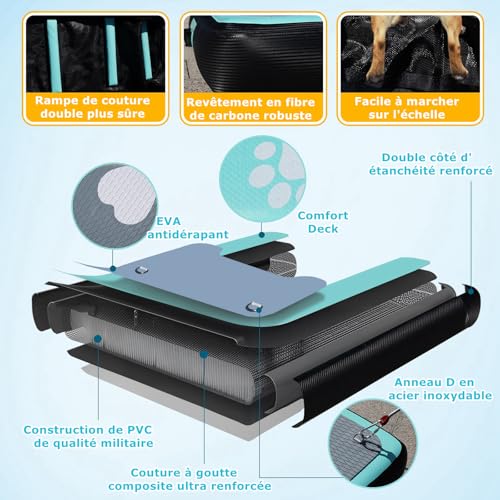 Hunde Wasserrampe Aufblasbare Hunderampe Pool 150x100cm Hundeboot Schwimminsel für Hunde Katzen bis 100kg Seen Fluss