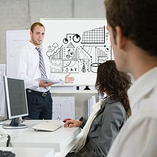 Double-Sided Mobile Magnetic Dry Erase Board On Wheels, 48" X 36", Commercial Grade, Aluminium Frame, Quick Flip Over Reversible Feature #TOP7