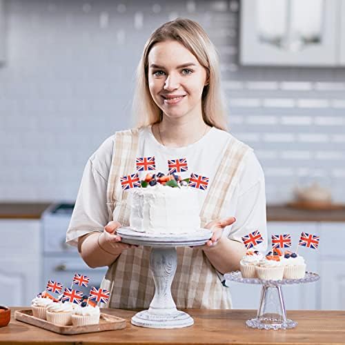 110 Pcs Union Jack Toothpicks,Party Supplies,for Sandwich Flags,Cup Cake,BBQ and Cocktail Sticks, Royal Event Decoration.