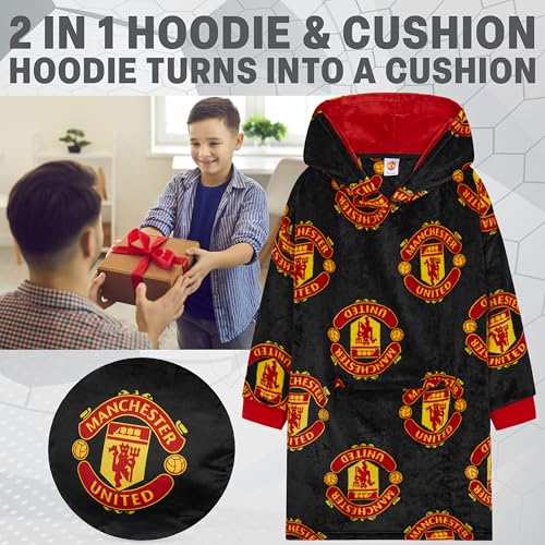 Sweat à capuche Manchester United garçon oversized pull plaid - 4