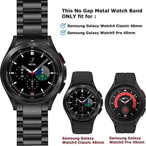 OTOPO No Gaps Metal Strap Compatible Samsung Galaxy Watch 4 Classic 46mm Strap, Solid Stainless Steel Bracelet Business Replacement Strap Special Design for Samsung Galaxy Watch4 Classic 46mm