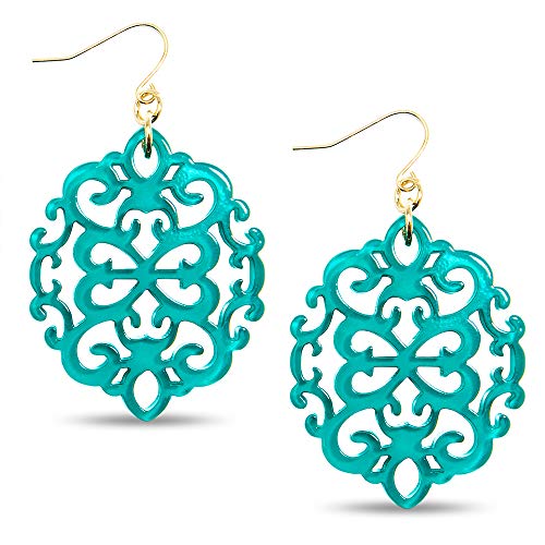 ZENZII Modern Damask Pattern Resin Earring (Teal)