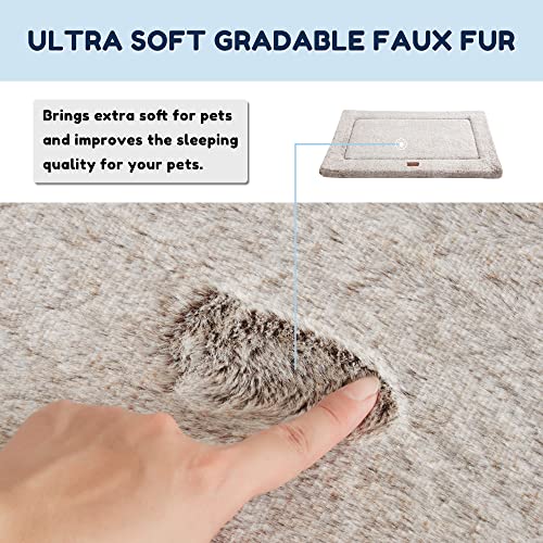 Western Home Large Dog Beds Cat Beds For Crate, Dog Crate Mat Pad With Soft Faux Fur Washable Anti-Slip Kennel Pet Bed Mats For Sleeping, 42 In, Brown #TOP2
