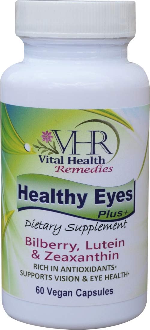 VHR Healthy Eyes Plus+ Bilberry, Lutein & Zeaxanthin. 60 Vegan Capsules.