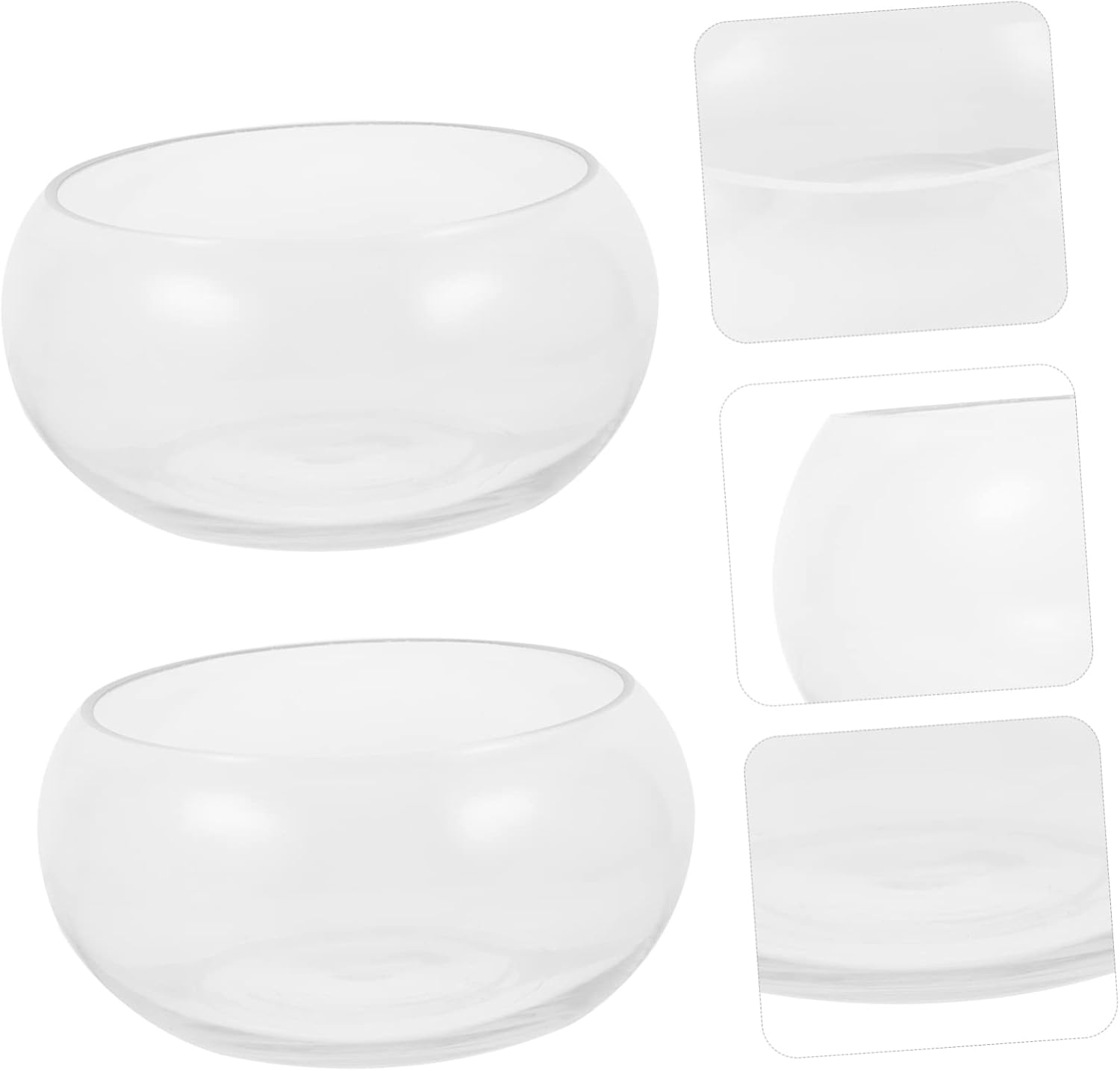 2pcs Round Glass Fish Bowl Green Succulent Plant Container Hydroponic Terrarium Desktop Decor for Home