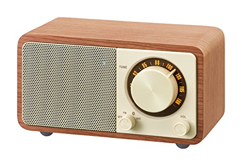 Image of Sangean WR-7WL Wood Cabinet Mini Bluetooth Speaker with FM Tuner and Aux-in Walnut /Wood