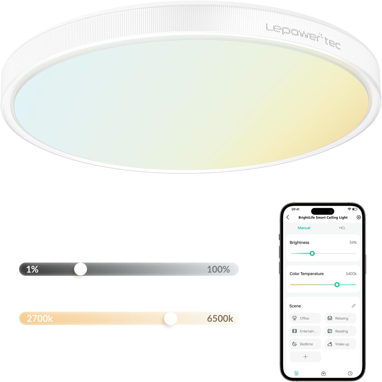 Flush Mount Ceiling Light, 3200LM Smart Led Ceiling Lights Fixture, Compatible Alexa, 2700K-6500K Stepless Dimmable Bright Lighting for Bedroom Kitchen Living Room White, 13 Inch, 1 Pack Flush Mount Ceiling Light, 3200LM Smart Led Ceiling Lights Fixture, Compatible Alexa, 2700K-6500K Stepless Dimmable Bright Lighting for Bedroom Kitchen Living Room White, 13 Inch, 1 Pack