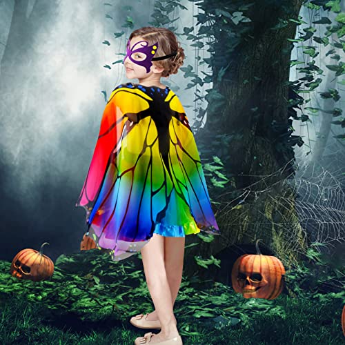 D.q.z Kids Fairy-Butterfly Wings Costumes For Girls With Tutu Dress Up 4Pcs Child Butterfly Wings Christmas Party (Rainbow) #TOP1