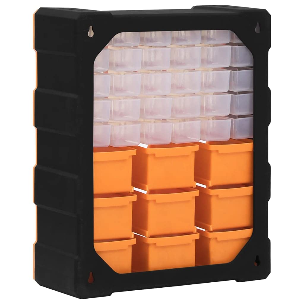 Wielofunkcyjny organizer do szuflad z 39 szufladami, tworzywo sztuczne PP, 38 x 16 x 47 cm, kieszeń na małe części, skrzynka narzędziowa, do przechowywania narzędzi, warsztatu, garażu