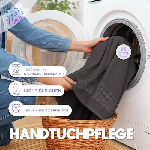 Cloud Pillow 2er Set Badetücher 100x150 cm – Badetuch Groß 100% Baumwolle - Duschtücher 500 g/m2 - Weich, Saugstark und Langlebig – Oeko-TEX - Ideal für Bad & Wellness - Dunkelgrau