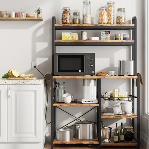 Miniatura 5 de Zstar Soporte Para Microondas, Estante De Cocina Con Canasta De Alambre, Estante De Almacenamiento Independiente Grande De 6 Niveles Para Cocina, Comedor Y Sala De Estar