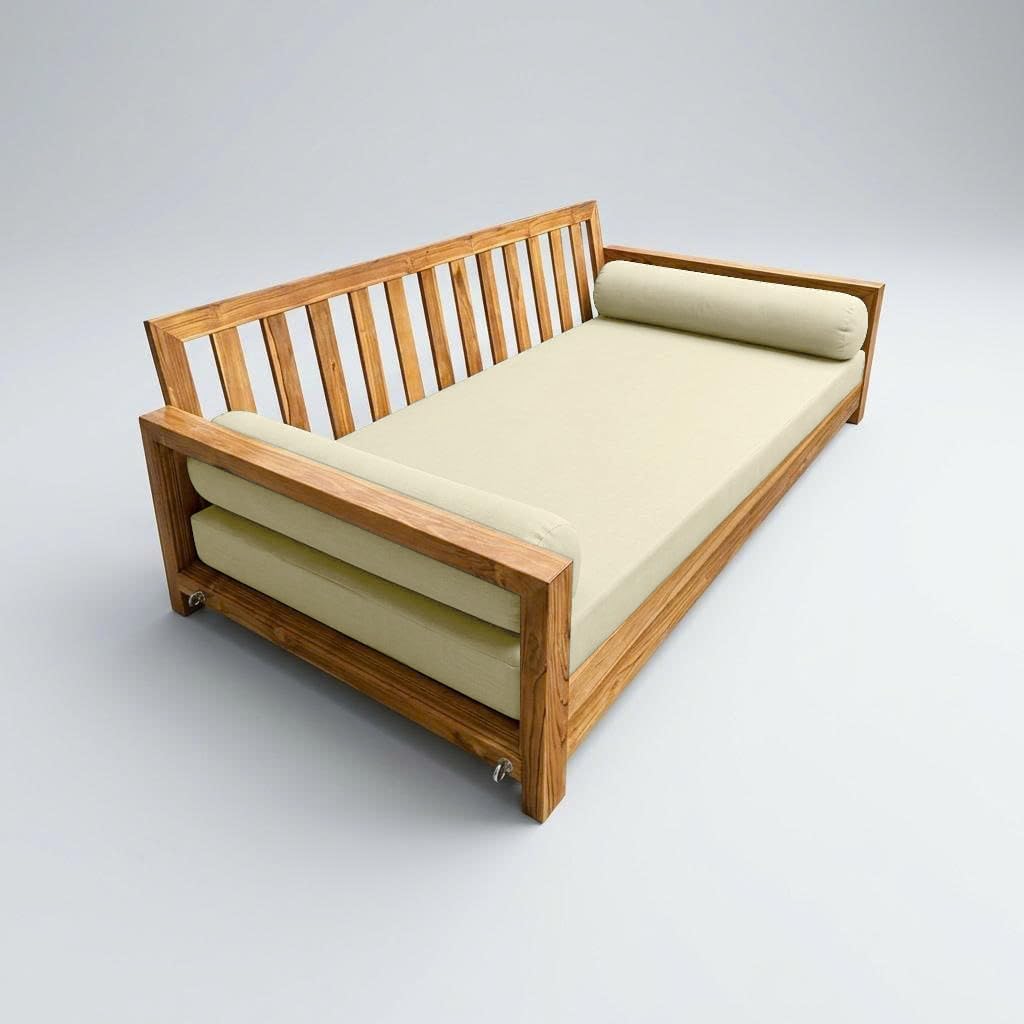 Prolinemax Style5 Queen Size 3PC Knife Edge Outdoor Daybed Mattress Cushion Bolster Pillow Slip Cover Complete Set AD005