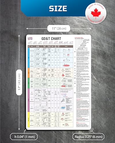 Image of Useful Magnets Geometric Dimensioning & Tolerancing Magnetic Information Chart | Waterproof Magnetic Backing | Accurate Access Machining Tool | 11 inch x 17 inch