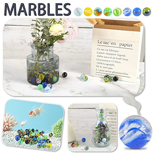 image for POPLAY 60PCS Colorful Glass Marbles,9/16 inch Marbles Bulk for Kids Ma