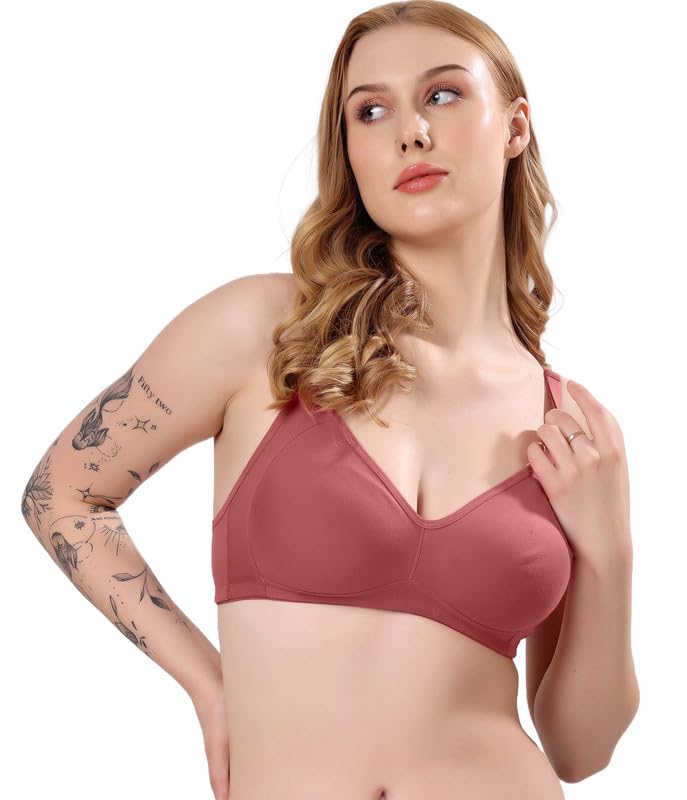 Image of London Hills Regular Bra for Women Everyday Non Padded Wire Free Full Coverage Cotton Blend