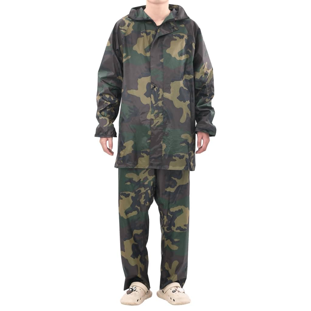 Traje impermeable de 2 piezas para hombre XXL con capucha y cintura elástica para exteriores, senderismo, camping, bicicleta de trekking