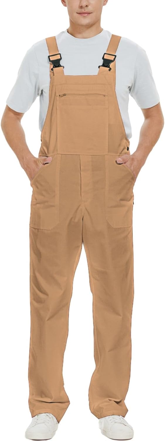 WORK IDEA Men's Bib Overalls Workwear Fashion Lightweight Jumpsuit with Pockets