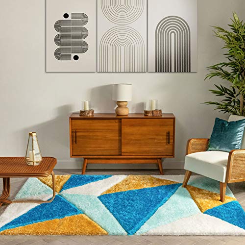 Image of Soft Shaggy Carpet for Living Room 3X5 FEET Fluffy Area Rug Non-Slip Floor Mat for Bedroom, Hall & Home Decor Modern Thick Microfiber Shag Rug (Sky)