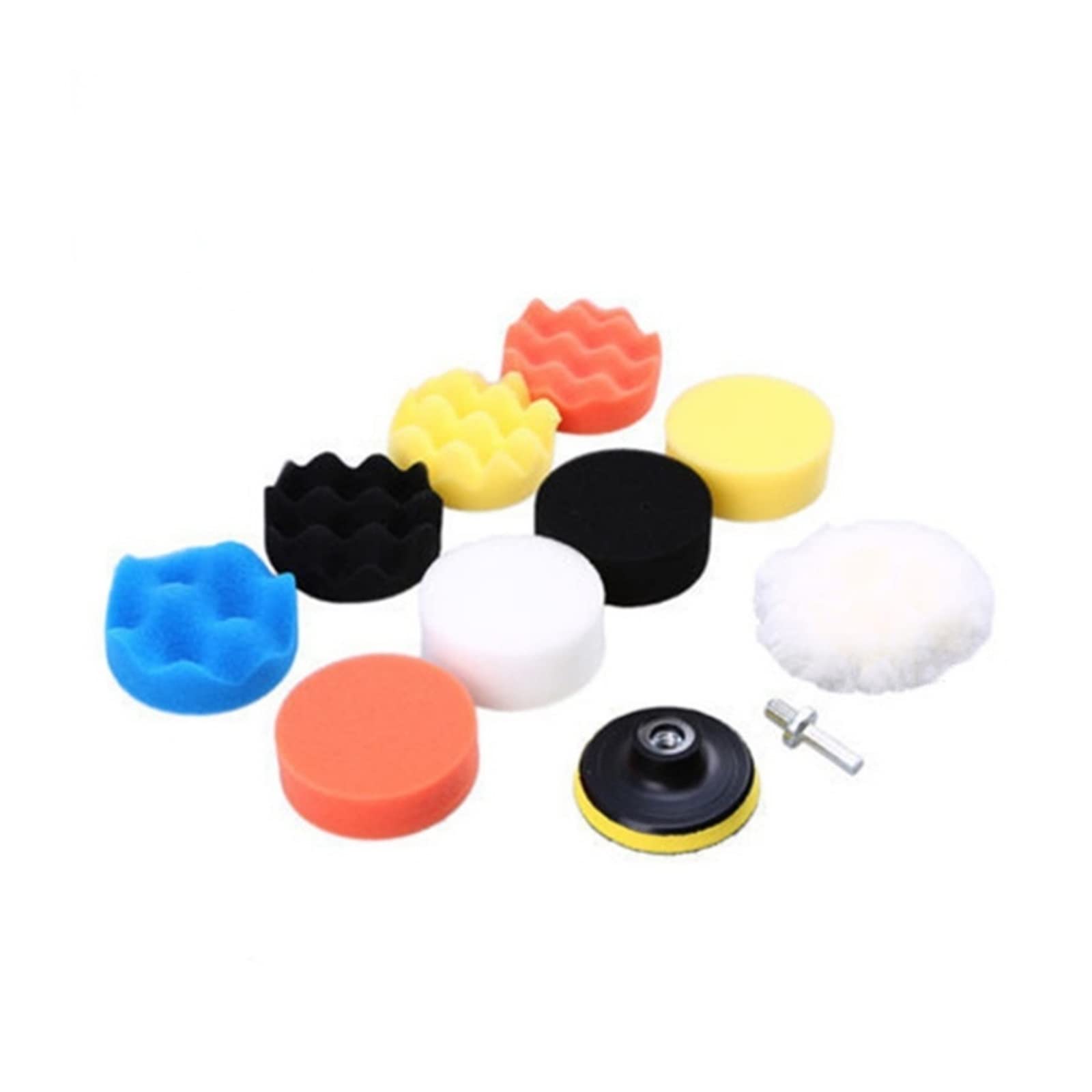 11Pcs 3 Pollici Tampone for Lucidatura Spugna di Lucidatura Kit di Attrezzi A Mano for Auto Lucidatrice Autoadesiva Lucidatura Ceretta Ruota di Lana Spugna Go (Color : 11pcs M10)