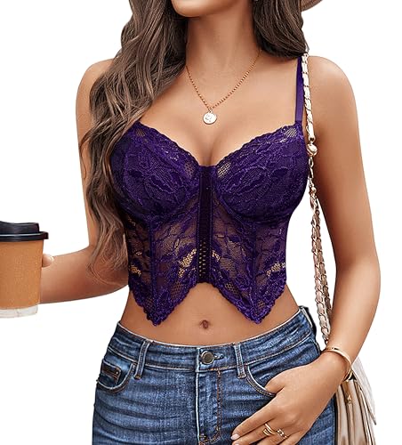 Image of Avidlove Lace Bralettes for Women Y2k Camisole Lingerie Adjustable Strap Crop Top