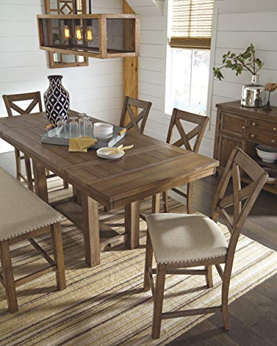 Signature Design By Ashley Moriville Rustic Farmhouse 24.5" Upholstered Barstool, 2 Count, Beige & Brown #TOP6