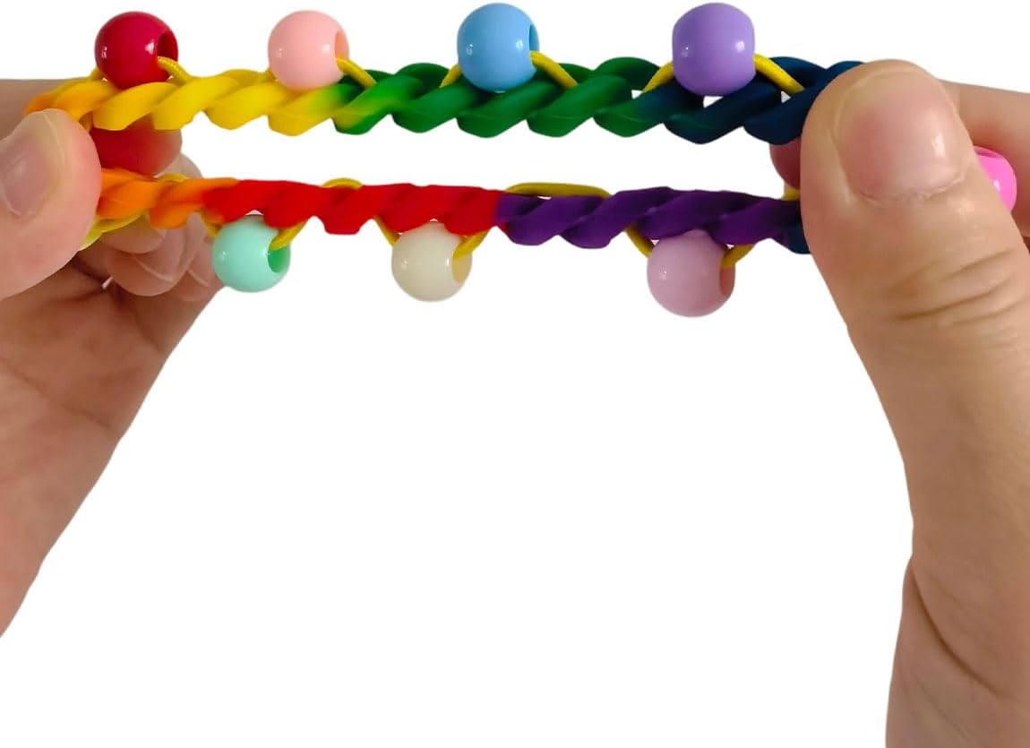 4PCS Silicone Bead Fidget Bracelet – Stretchy Sensory Ring for Anxiety Relief & Hair Pulling, Skin Picking, Nail Biting, ADHD & Autism Stress Reducer for Adults