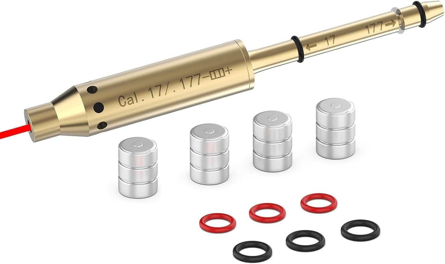 Tipfun .22LR/.177 Cal/ 9mm /.375 Cal / .41 Cal / 40sw/10mm Red Laser Boresighter Bore Sight End Barrel Easy to Fit Revolvers Pistols Rifle and Air Guns with Batteries