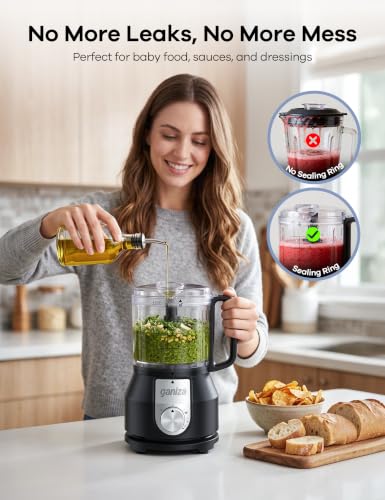 Ganiza 4-in-1 Food Processor with 2x4-Cup Bowls, Slice, Shred, Mince, Whisk - Image 2