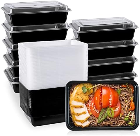 MUCHII 34 oz Disposable Meal Prep Container With Lids, [30 Pack] Disposable To Go Containers With Lids, Resuable Food Prep Containers With Lids, Disposable Lunch Containers Microwave and Freezer Safe