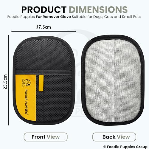 Image of Foodie Puppies Pet Hair Removal Glove for Dogs & Cats (Fur Remover Mitt) | Washable & Reusable Electrostatic Hair Catcher for Clothes, Car, Carpet, Bed & Furniture | Removes Loose Hair (23.5 x 17.5cm)