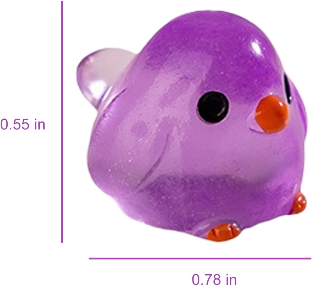 NIIIYTYB 30 Pcs Tiny Resin Birds Mini Figurines Glow in the Dark Miniature Bird Decorations for Fairy Garden Micro Landscape Accessories Small Rubber Birds for Crafts and DIY(Random Colors)