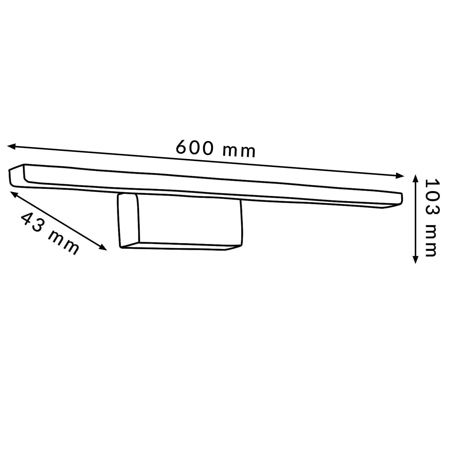 M Ledme - Lámpara de Espejo Baño LED Mirror 9W, 60cm, 900 lumen, Blanco Neutro 4000K, a Prueba de Agua IP44, incluye abrazadera para Espejo y Pared, LM6122
