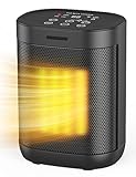 1500W Space Heaters for Indoor Use, Portable Electric Heater with ECO Mode, 59-95°F Digital Thermostat, Child Lock, 24H Timer, Small Space Heater for Bedroom Office Living Room