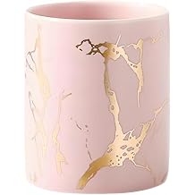 Golden Utensil Holder, 7.2 inch Large Kitchen Utensil Holder Organizer for Kitchen Counter Marble Black Utensil Crock Spatula Holder for Countertop Farmhouse Cooking Tools Holder Pink