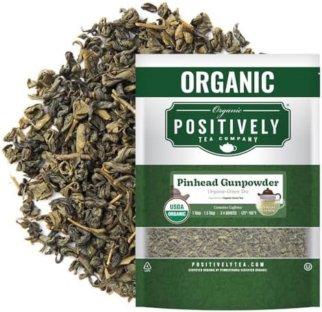 Organic Positively Tea Company, Pinhead Gunpowder Green Tea, Loose Leaf, 16 Ounce