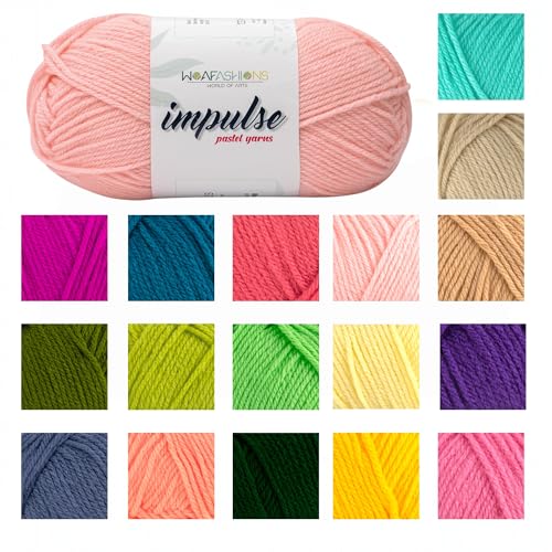 Image of WOAFashions Impulse Hand Knitting & Crochet Yarn, Premium Acrylic, 4 : Medium (Peach Pink) (4x100gms / 14.1oz)