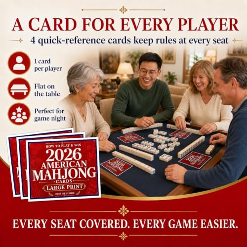 4 PCS Mah Jong Large Size Card 2026, Large Print American 2026 Mah Jongg Standard Hands & Rules Cards, Mah jong Cards Latest Revision, Easy-to-Read Reference Accessories for Beginners & Lovers - Image 6