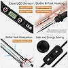 Soldering Iron Kit 80W LCD Adjustable Temperature 180-520°C Electric Welding Tool ON/Off Switch, 50g Solder Wire, 5 Soldering Tips, Desoldering Pump, Wire Stripper Cutter, Stand, Tweezers,Tool Case