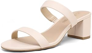 DREAM PAIRS Women's Two adjustable Strap Heels Open Toe Slip on Low Block Chunky Sandals Dress Summer Mules Shoes
