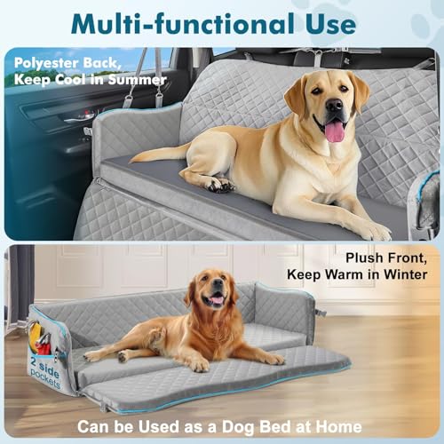Miniatura 4 de Tivray Asiento De Coche Para Perro Grande, Asiento Elevador Coche Para Mascotas Con Cojín Grueso De Espuma Con Memoria, Cama De Coche Desmontable Para Perros De Menos De 54kg O 2 Perros Medianos