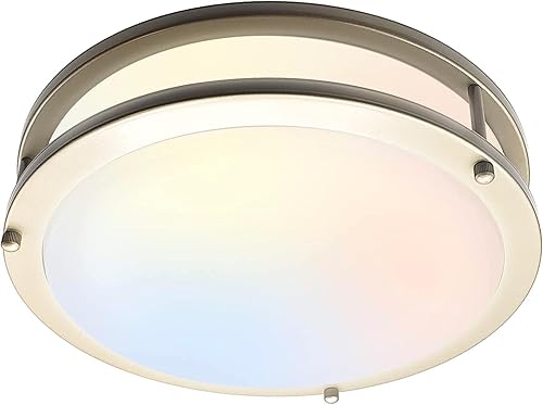 MingBright Lámpara de techo LED de montaje empotrado de 10 pulgadas, lámpara de techo LED regulable de 16 W, blanco cálido de 3000 K y níquel