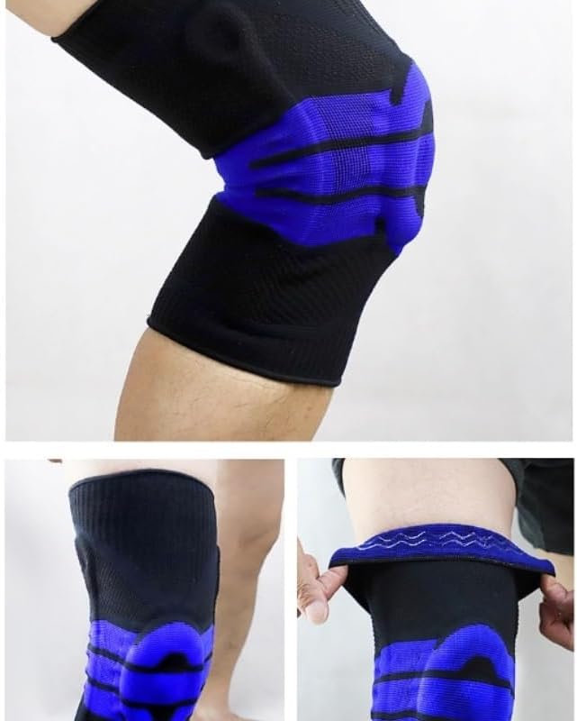 Exercise, Protection Spring Silicone Knee Anti-Slip Leggings Basketball Fitness Sports Professional Knee Pads for Fitness, Cycling, Running, Playing Football