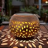 OMRAYTU Solar Table Lanterns Outdoor Waterproof - LED Lamp Bronze Metal Table Lights -Solar Powered Decorative Lantern for Desk Patio Garden Pathway Yard(1 Pack)