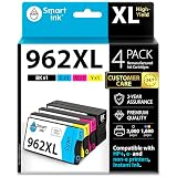 Smart Ink Remanufactured Ink Cartridges Replacement for HP 962XL 962 XL Combo Pack (962XL Black, Cyan, Magenta, Yellow) to use with OfficeJet Pro 9015e 9018e 9025e 9012e 9015 9010 9012 9018 9020 9025