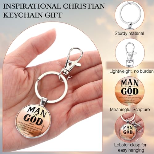 Image of 20 Pcs Christian Gifts for Father Day Man of God Keychains Bulk Religious Bible Verse Gift for Men Pastors Church (Classic)