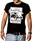 Lavaggio a macchina max 40°C MAKAYA Drag Race - Maglietta Rockabilly Hot Rod T-Shirt Uomo Nera XXXXXL
