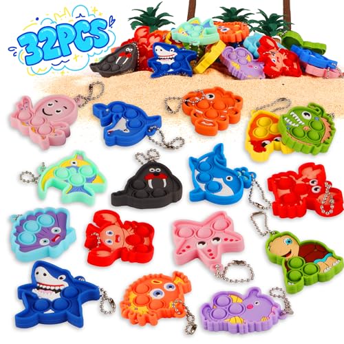 Ksmky 32PCS Sea Animal Pop Fidget Toys, Easter Egg Fillers,