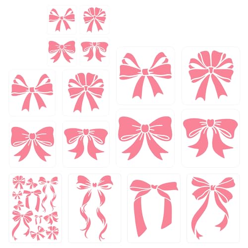 WJIAAA 16 Reusable Bow Stencils, 4 Sizes Bow Templates for