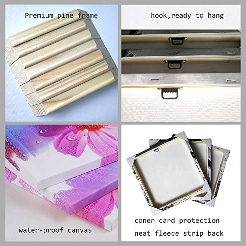 Welmeco Black And White Tiger With Blue Eyes Painting Prints Wildlife Animal Tiger In White Flowers Picture Artwork Gallery Wrapped On Wood Frame Ready To Hang For Home Living Room Bedroom (L-50Xh-24) #TOP5