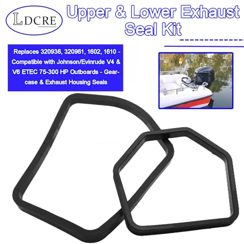 Upper & Lower Exhaust Seal Kit - Replaces 320936, 320961, 1602, 1610 - Compatible with Johnson/Evinrude V4 & V6 ETEC 75-300 HP Outboards - Gearcase & Exhaust Housing Seals by LDCRE - Used condition - Image 2